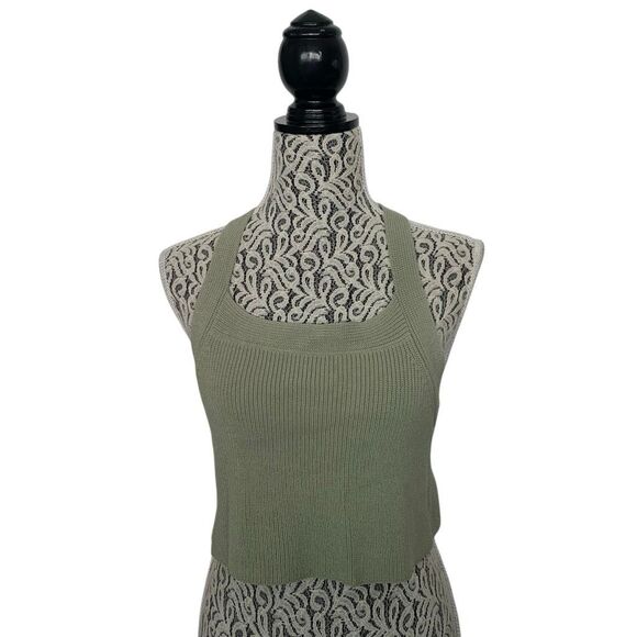 Aritzia Wilfred Cayenne Cropped Knit Halter Top Sage Green Size M - Picture 4 of 12